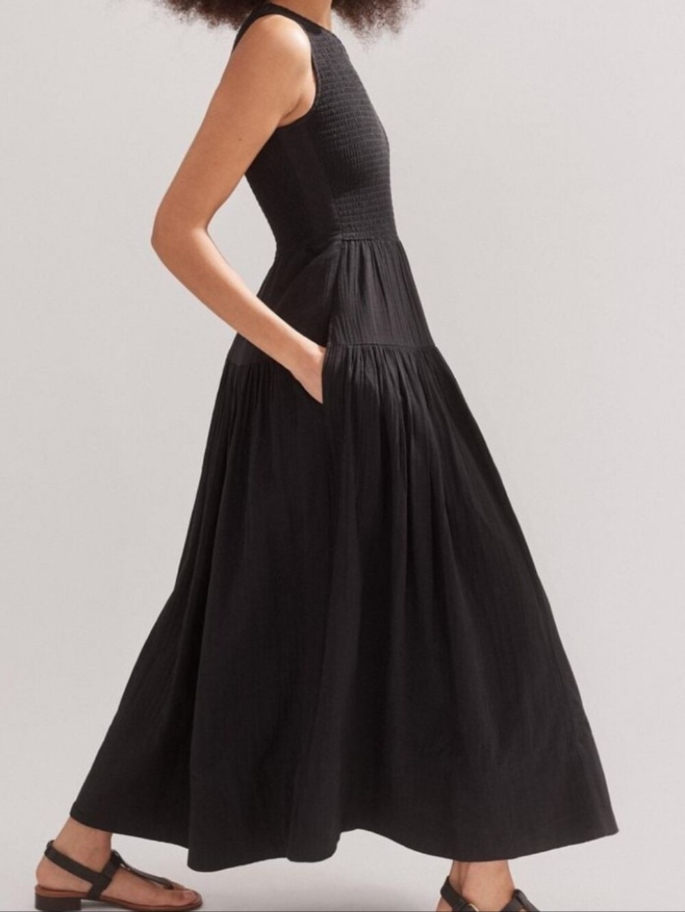 ME+EM Black One-Shoulder Maxi Dress